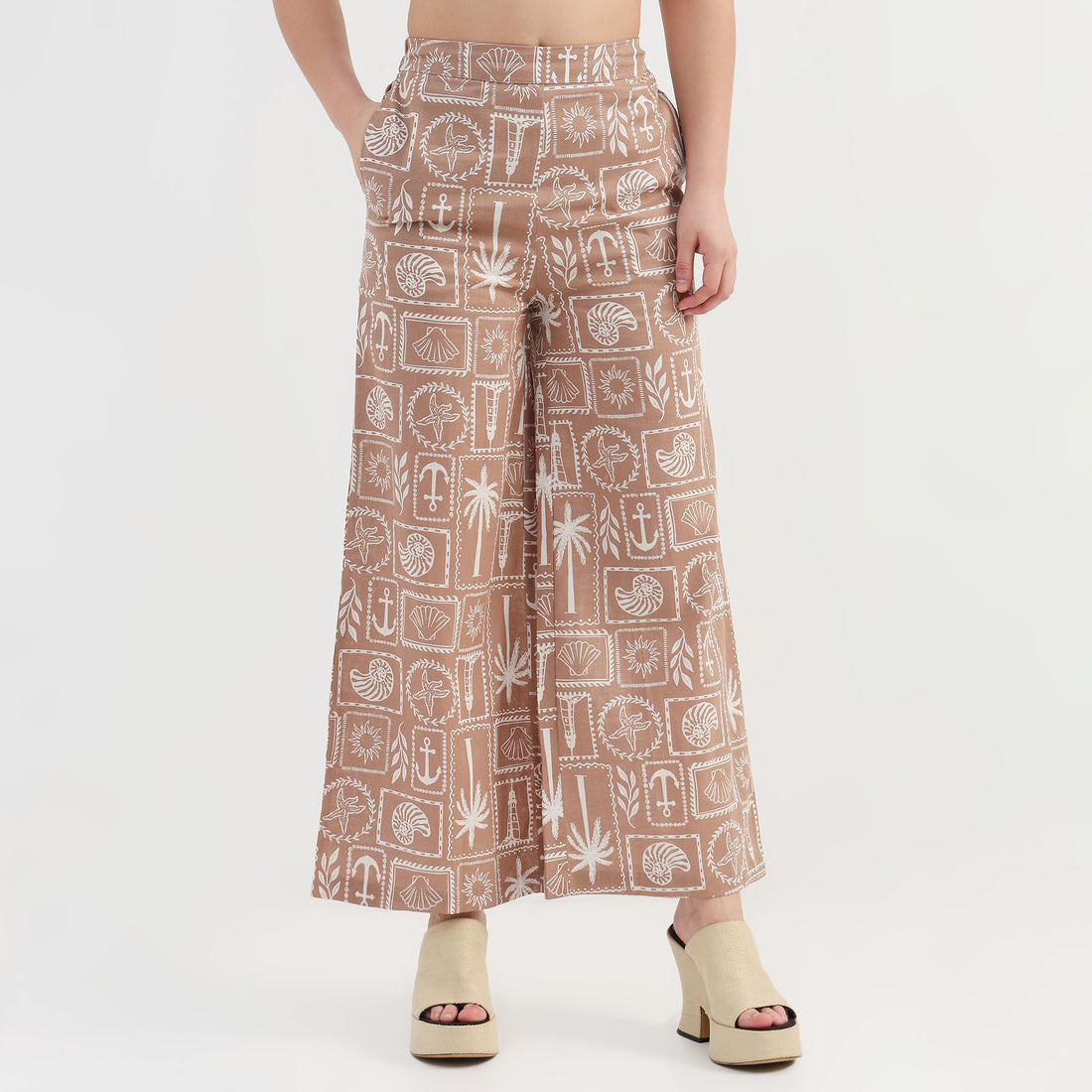 Coastal Print Straight Palazzo