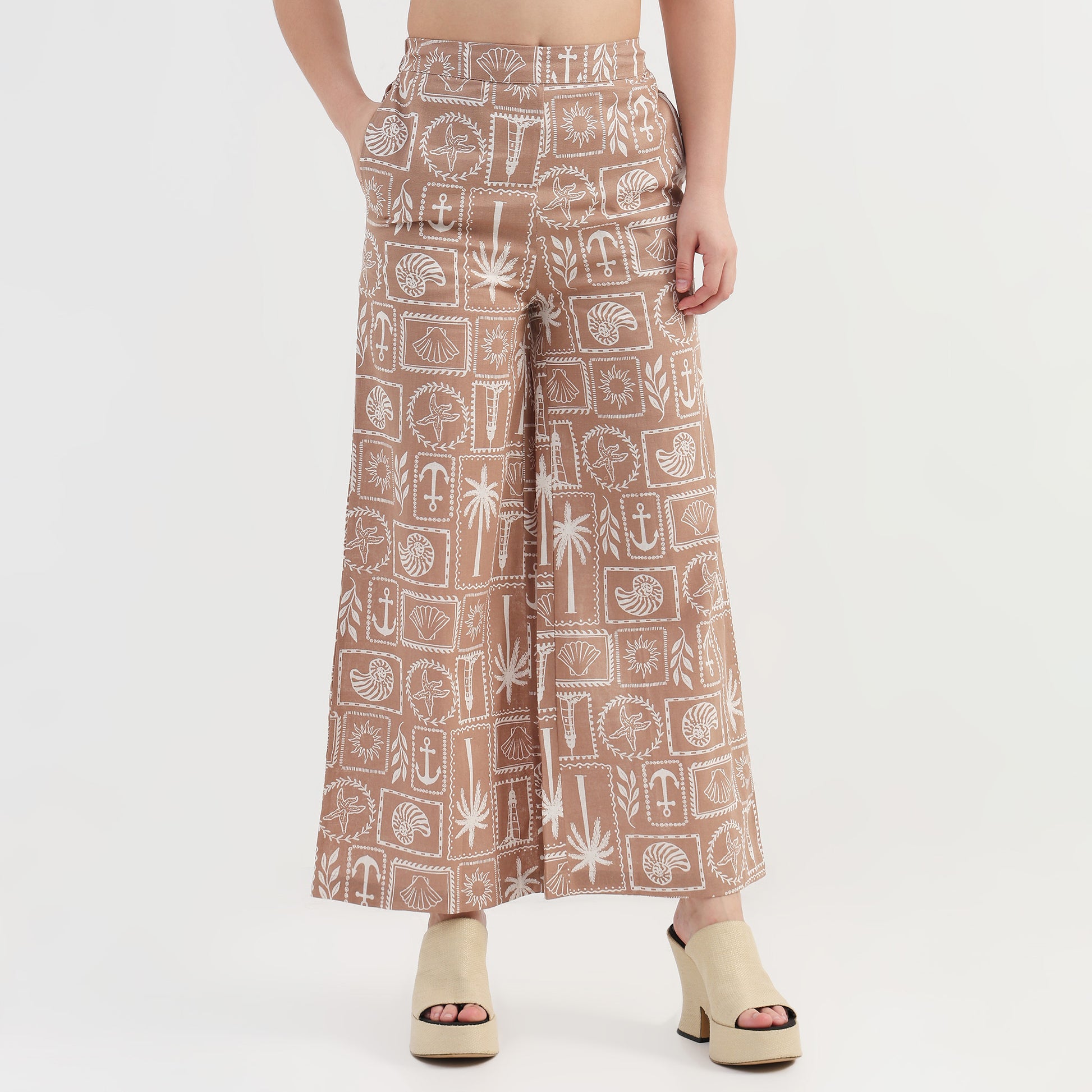 Coastal Print Straight Palazzo