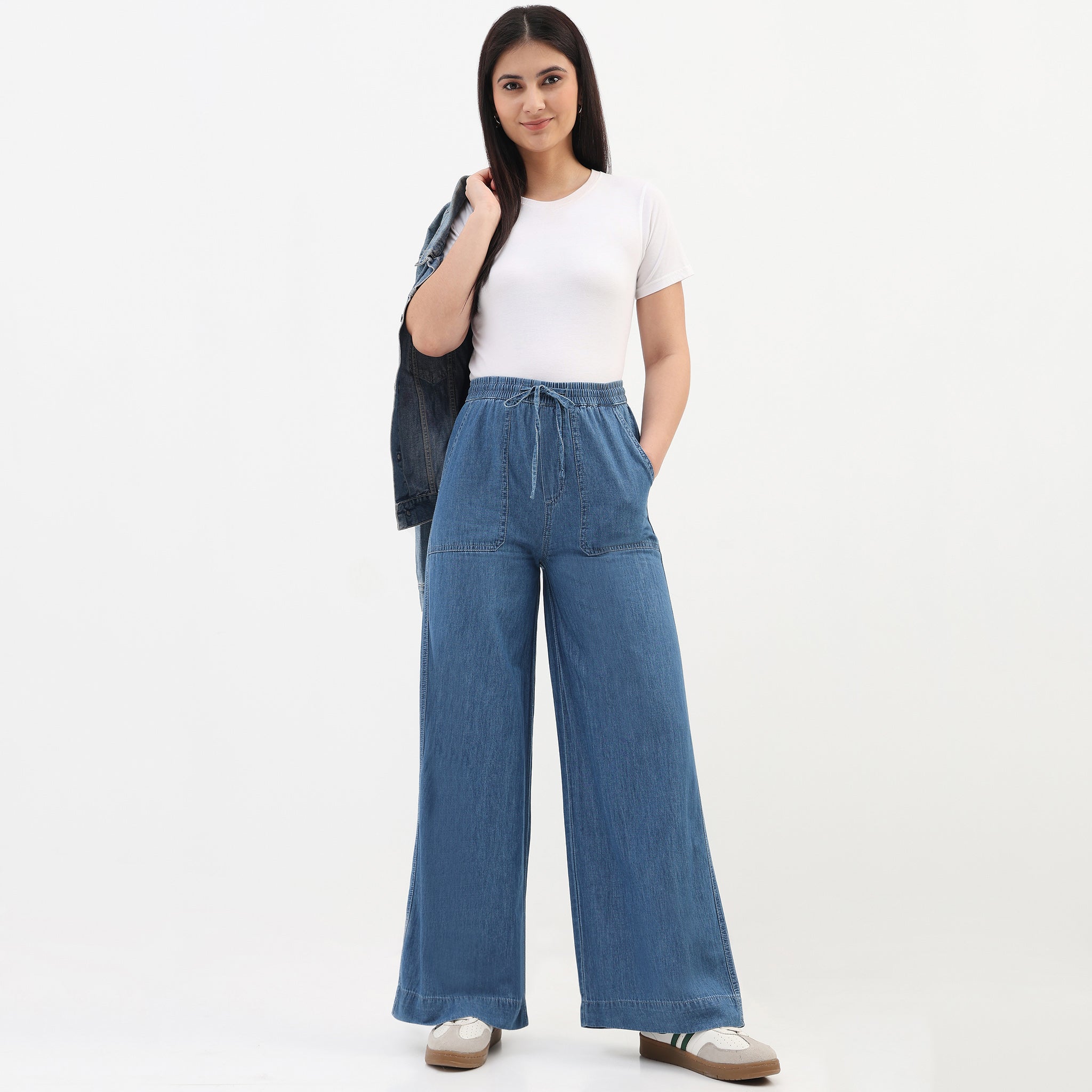 Denim Pull On Palazzos