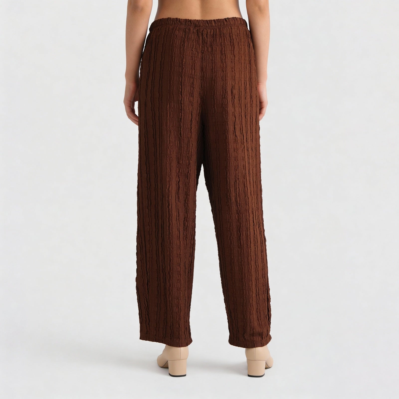 Textured High Rise Relaxed Fit Palazzo