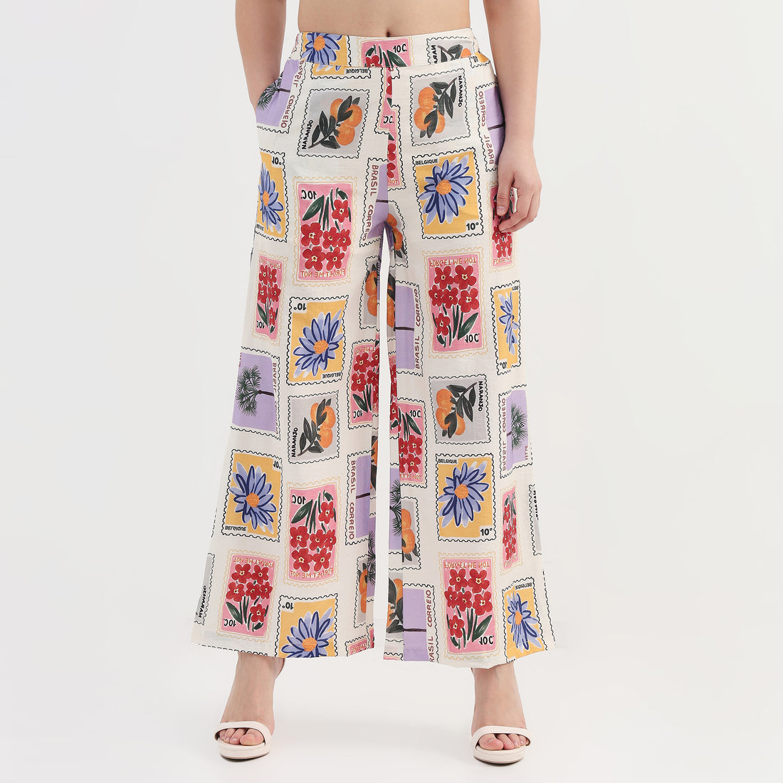High Rise Tropical Print Palazzo