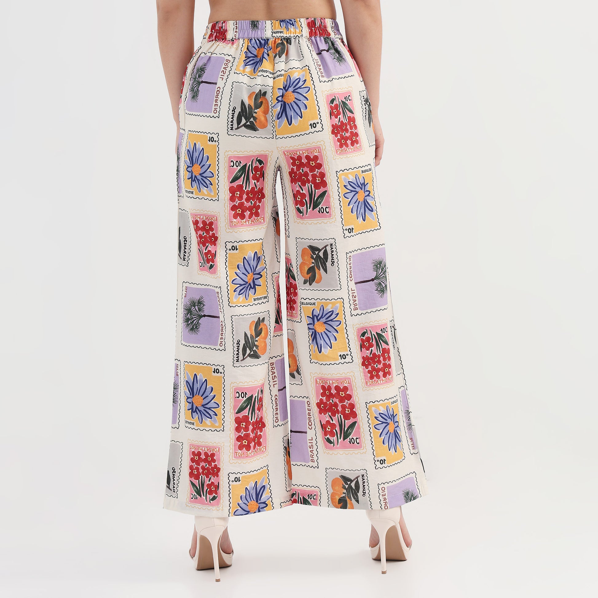 High Rise Tropical Print Palazzo