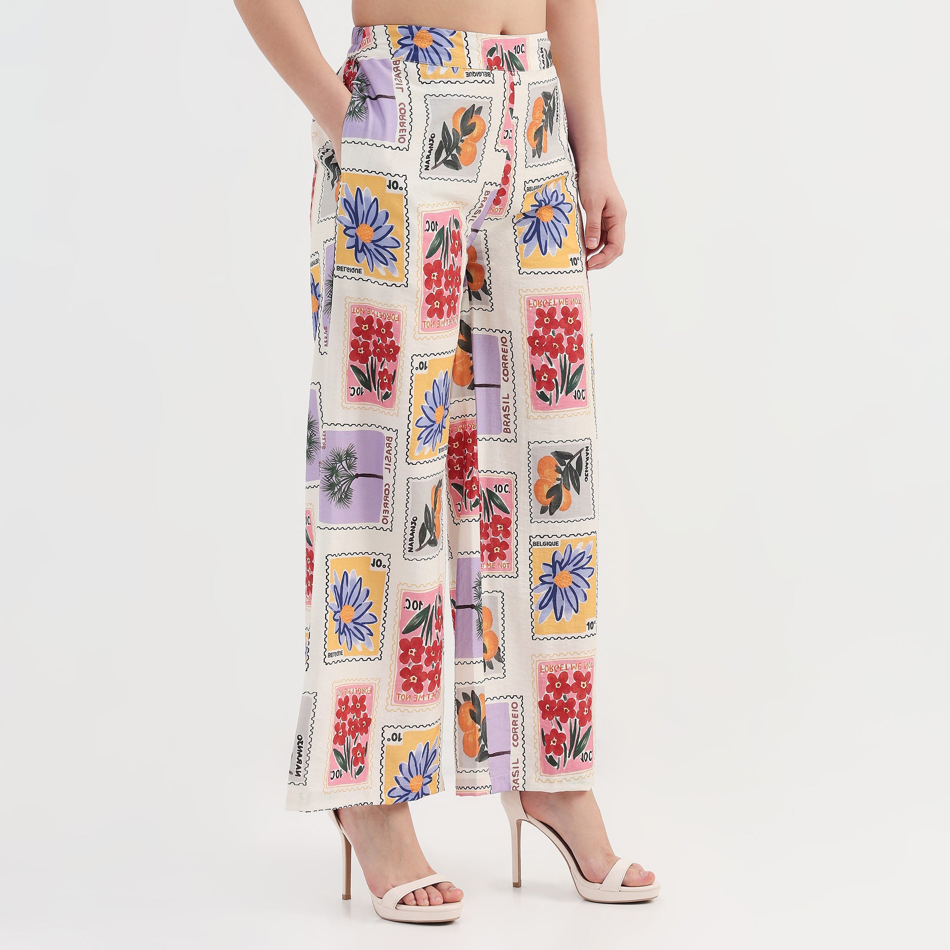 High Rise Tropical Print Palazzo