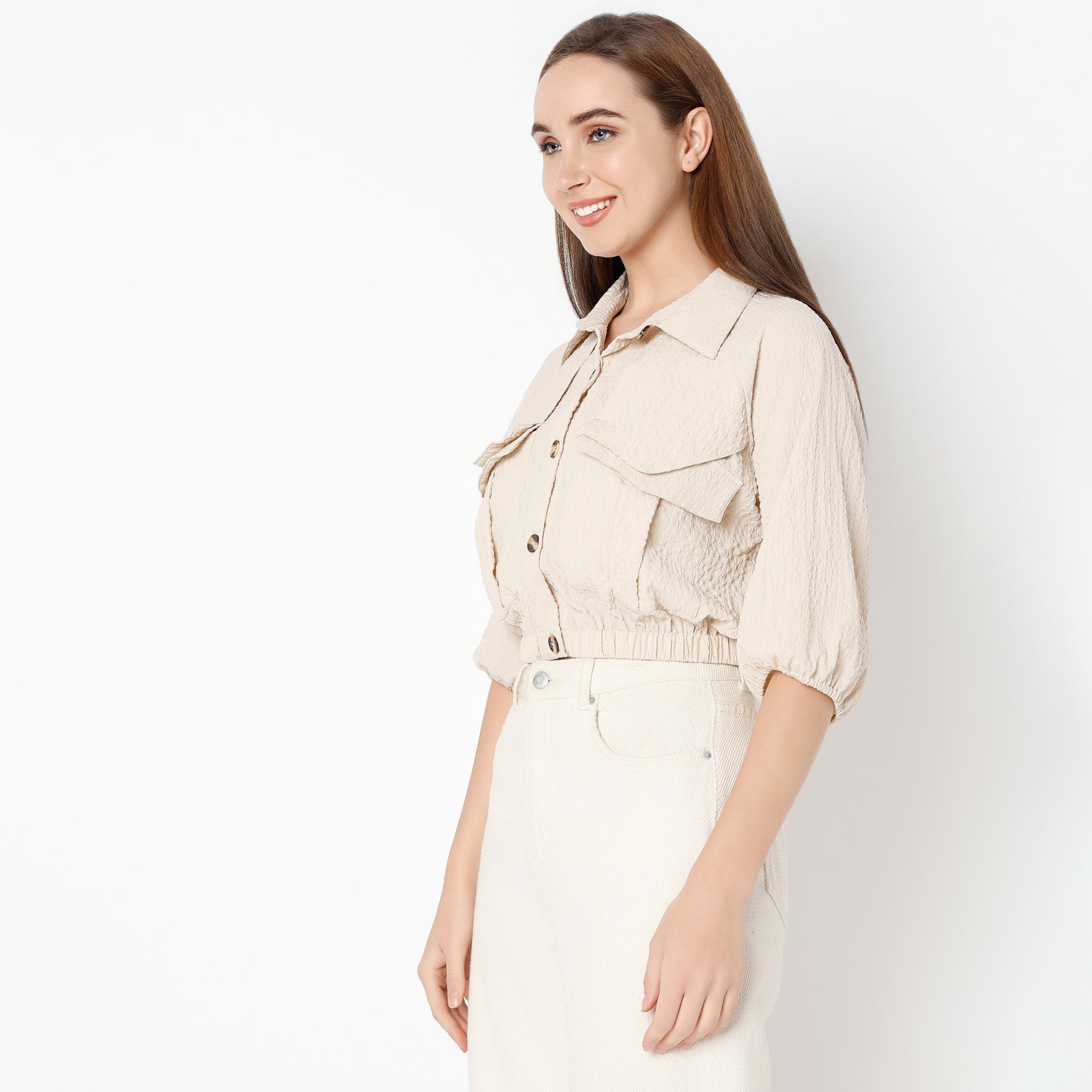 Regular Fit Solid Shirt Collar Shirt