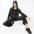 Oversize Checkered Short Length Hoodie Crop Shirt with Front Button Opening