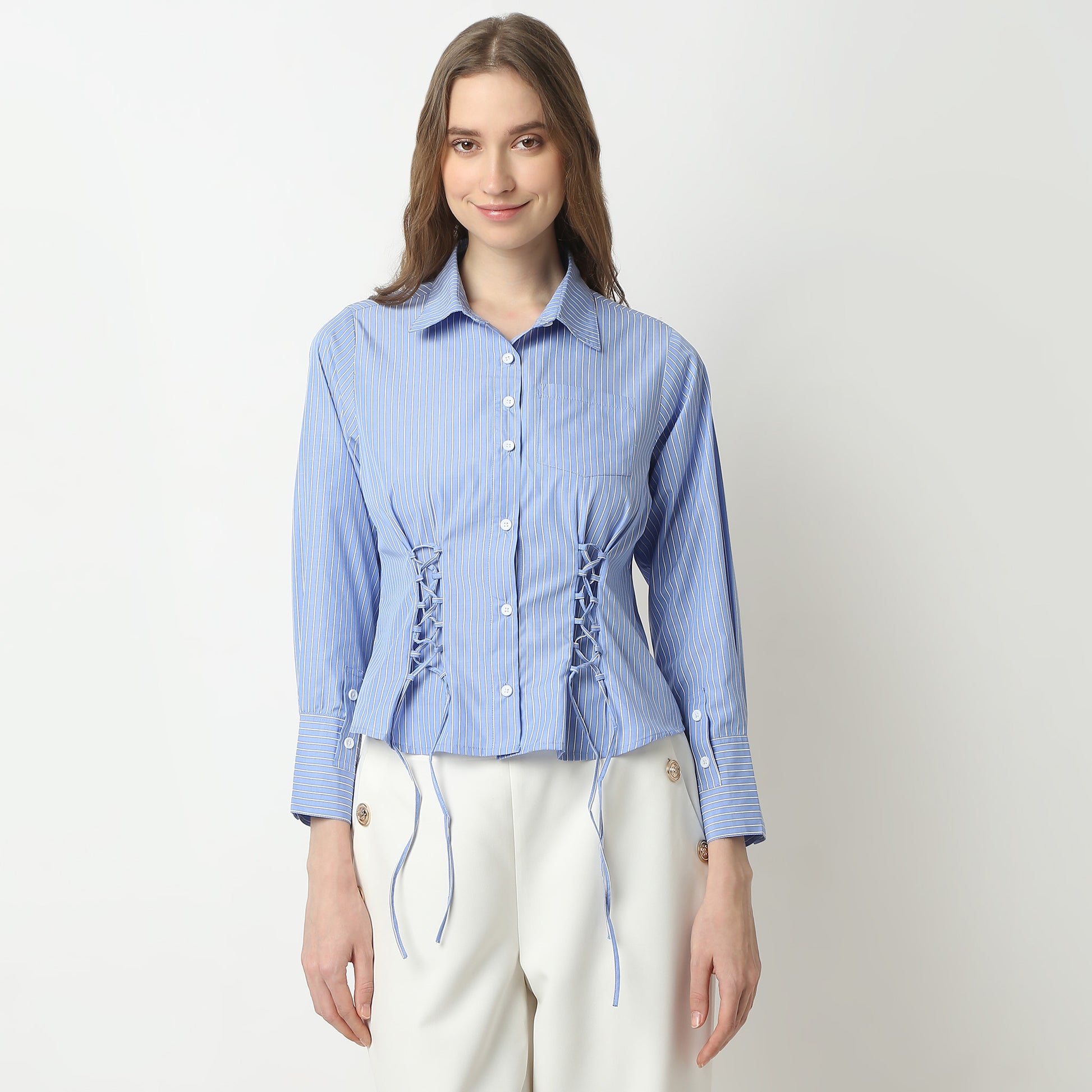Regular Fit Striped Shirt Collar Shirt