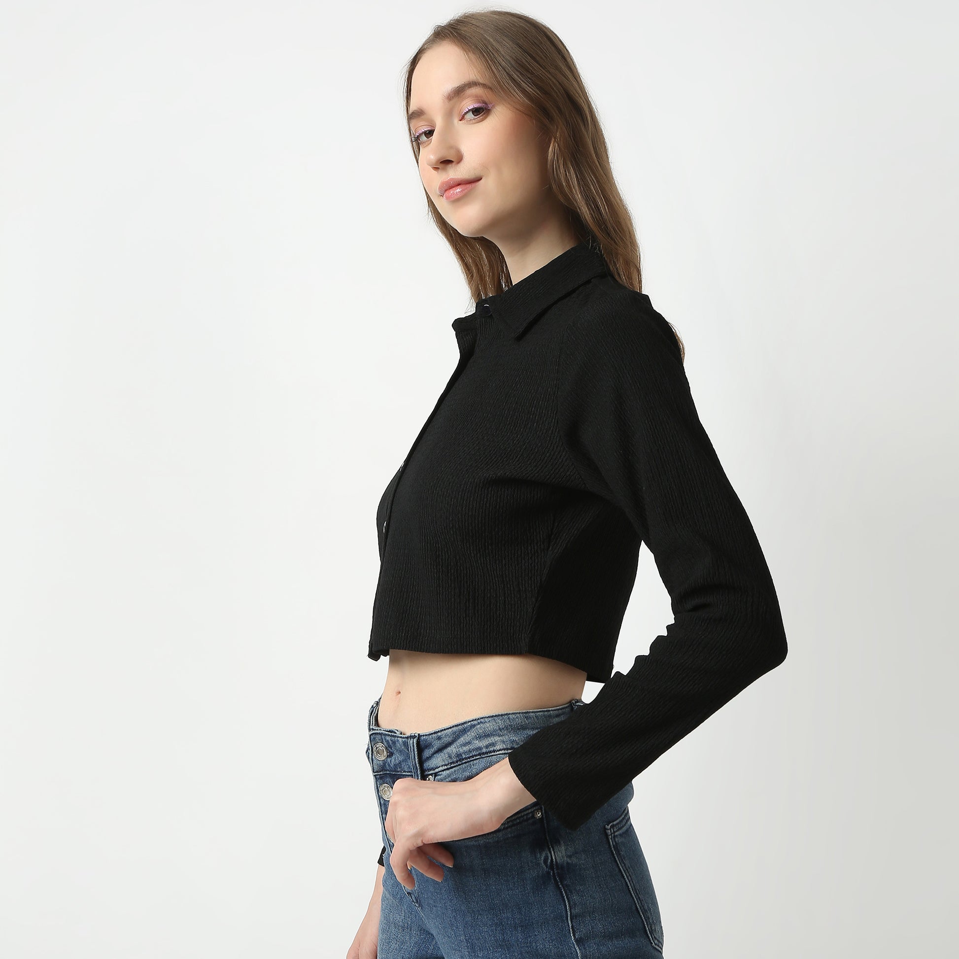 Regular Fit Solid Shirt Collar Shirt