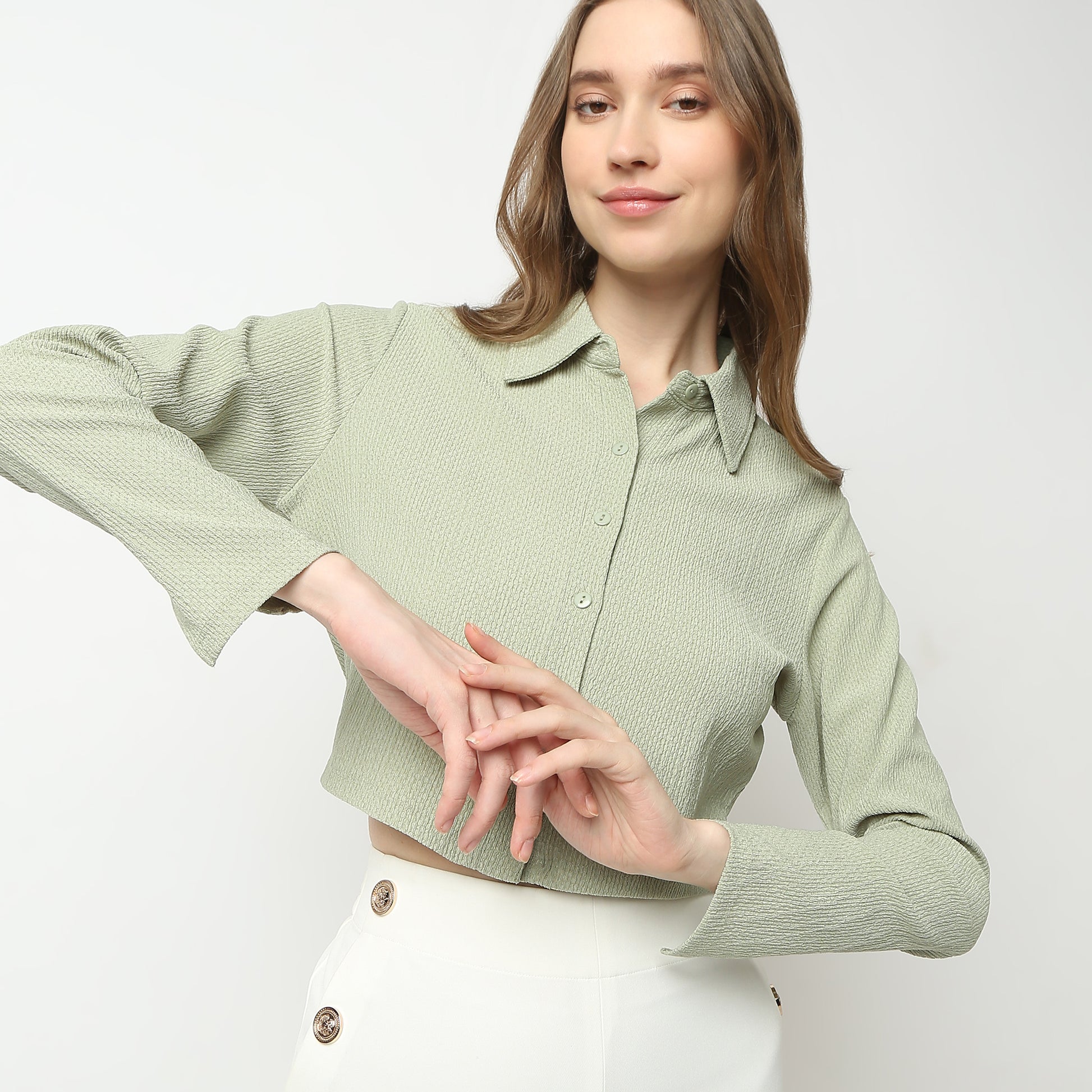 Regular Fit Solid Shirt Collar Shirt