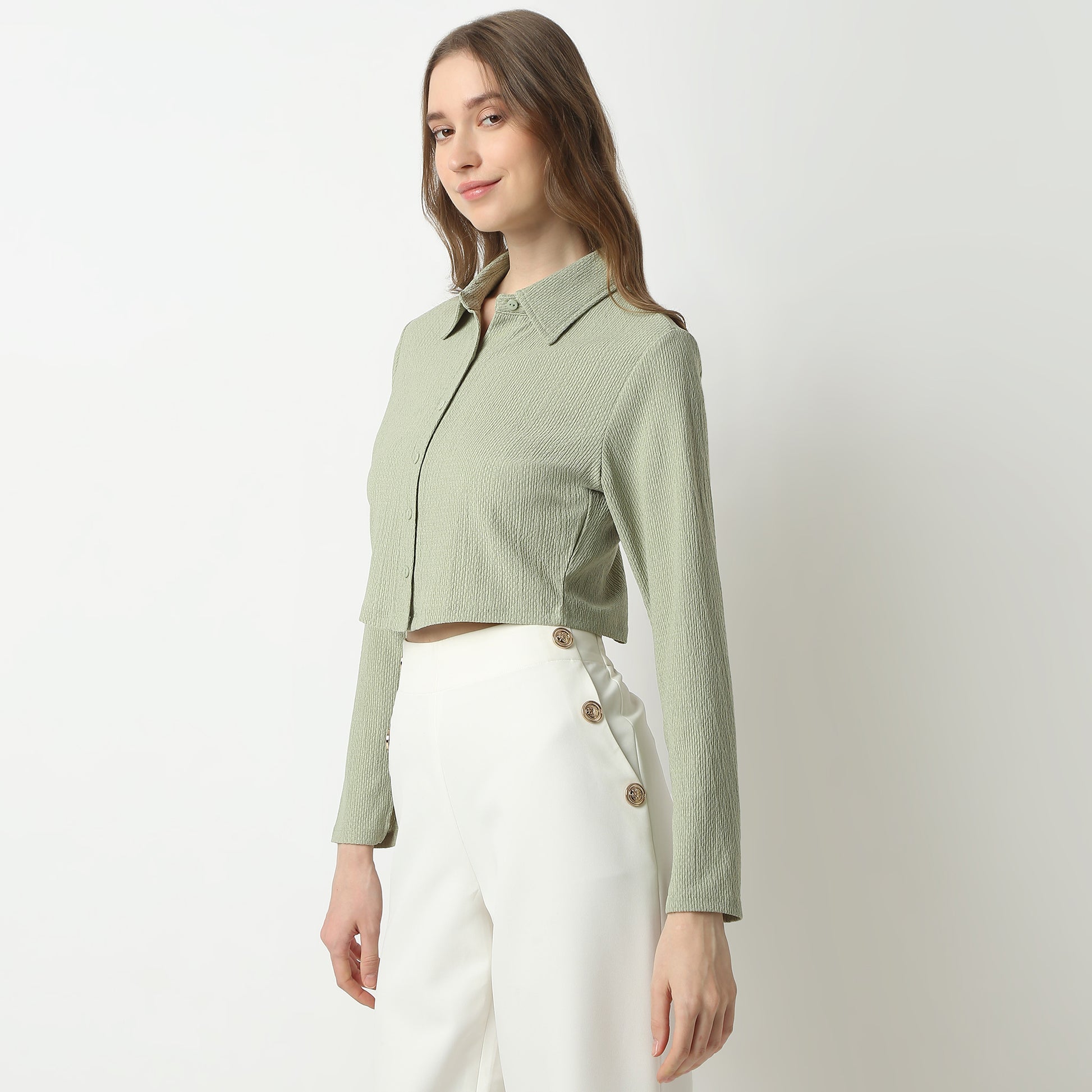 Regular Fit Solid Shirt Collar Shirt