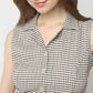 Slim Fit Checkered Lapel Collar Shirt