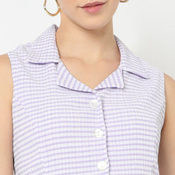 Slim Fit Checkered Lapel Collar Shirt