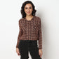 Checkered Hoodie Style Cropped Betty Shirt