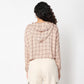 Betty Checkered Hoodie Style Cropped Shirt