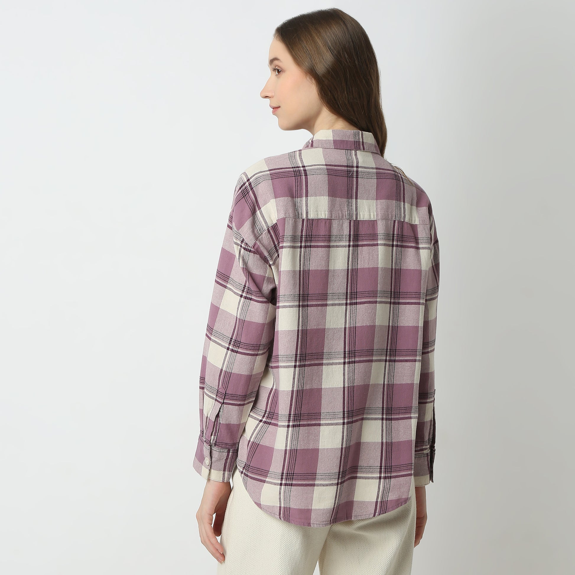 Oversize Checkered Shirt Collar Shirt