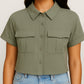Buy Boxy Fit Crop Shirt With Patch Pockets Detailing - Style Union