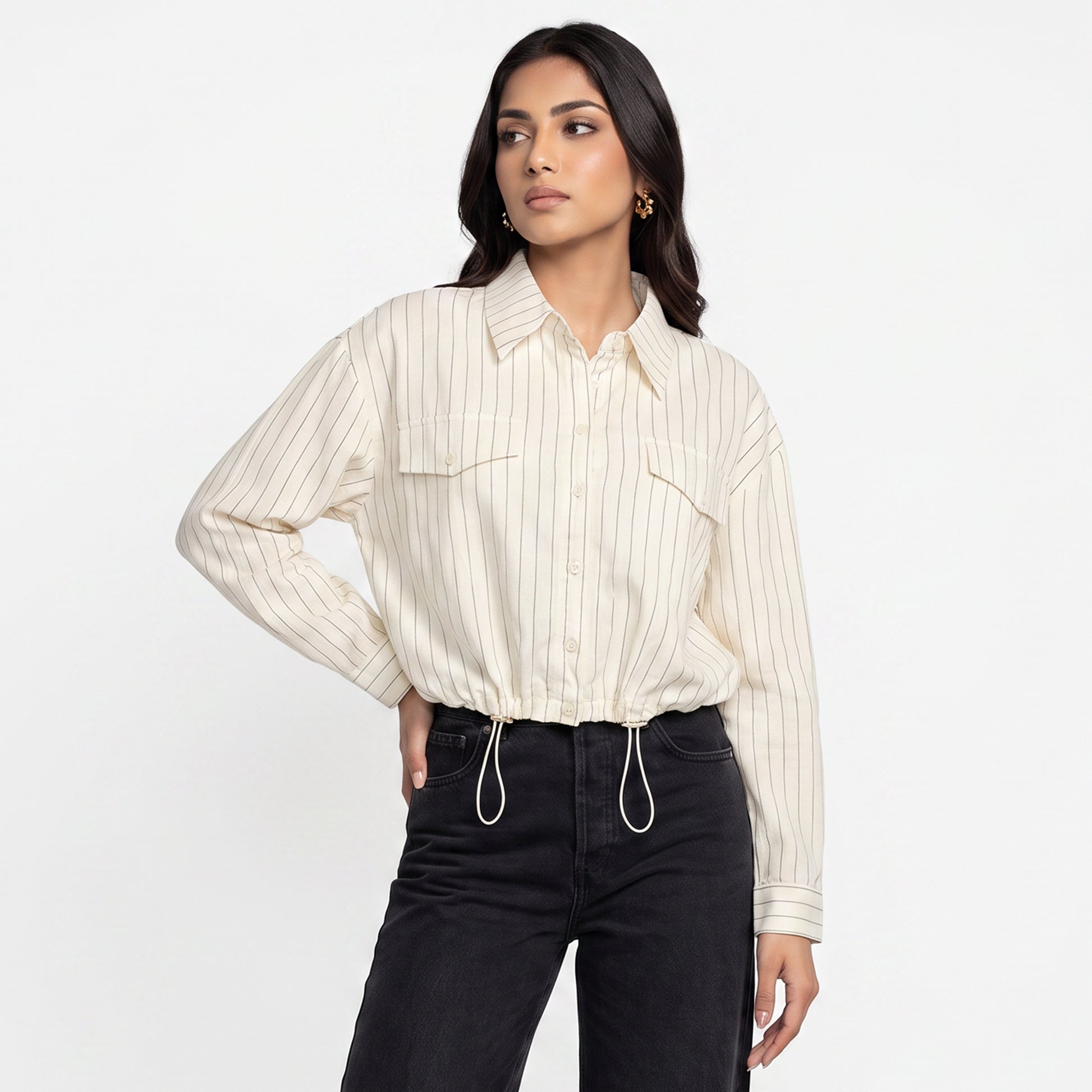 Striped Cropped Shirt