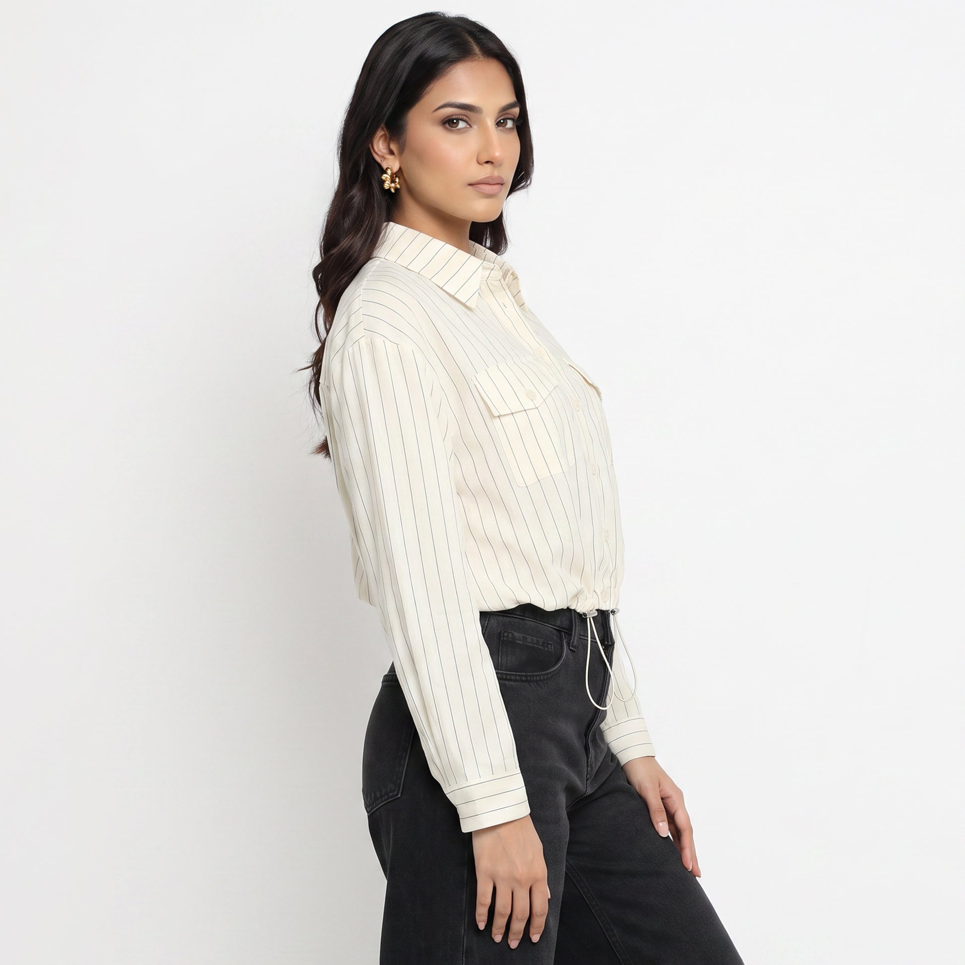 Striped Cropped Shirt