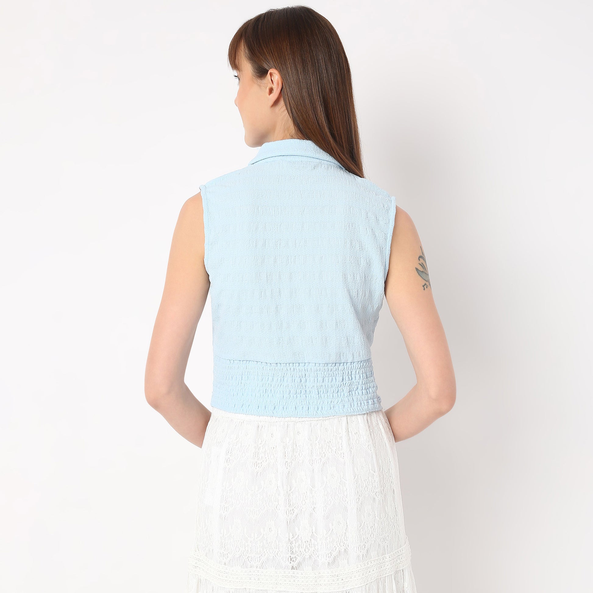 Slim Fit Solid Shirt Collar Shirt