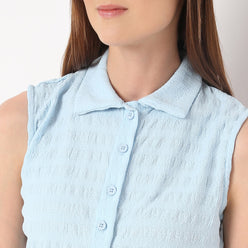 Slim Fit Solid Shirt Collar Shirt