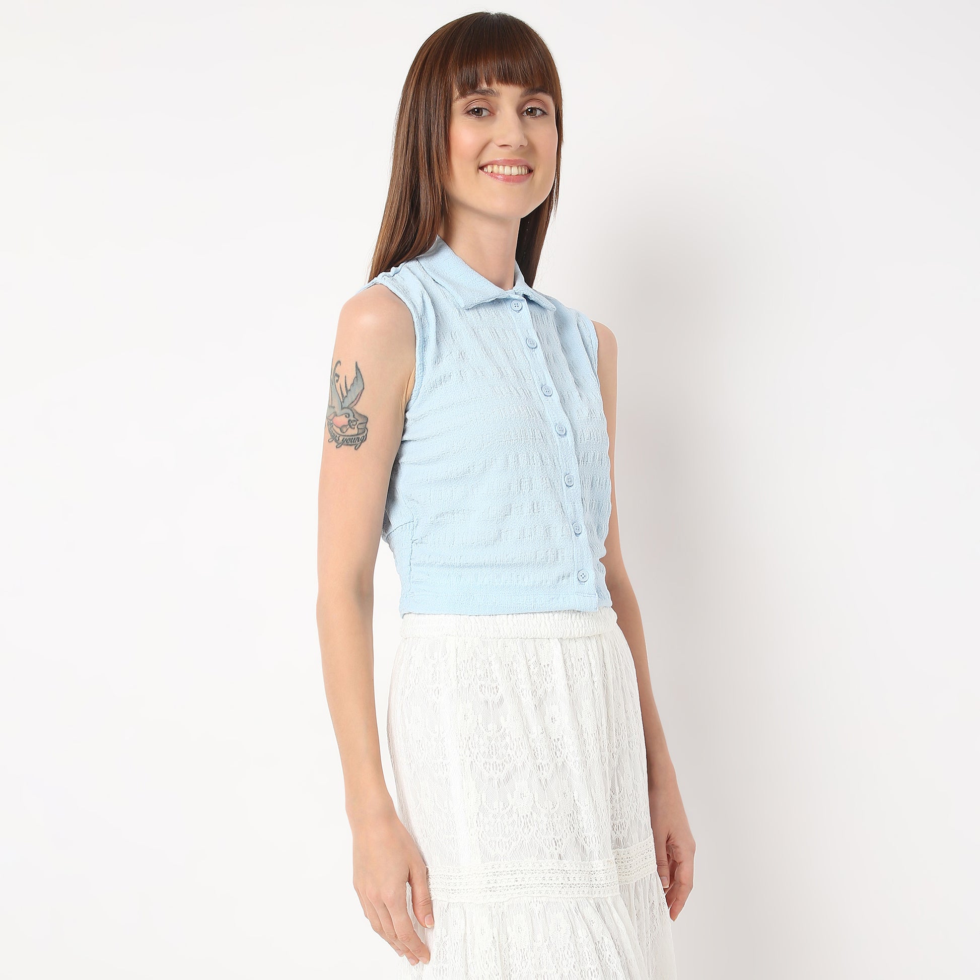 Slim Fit Solid Shirt Collar Shirt