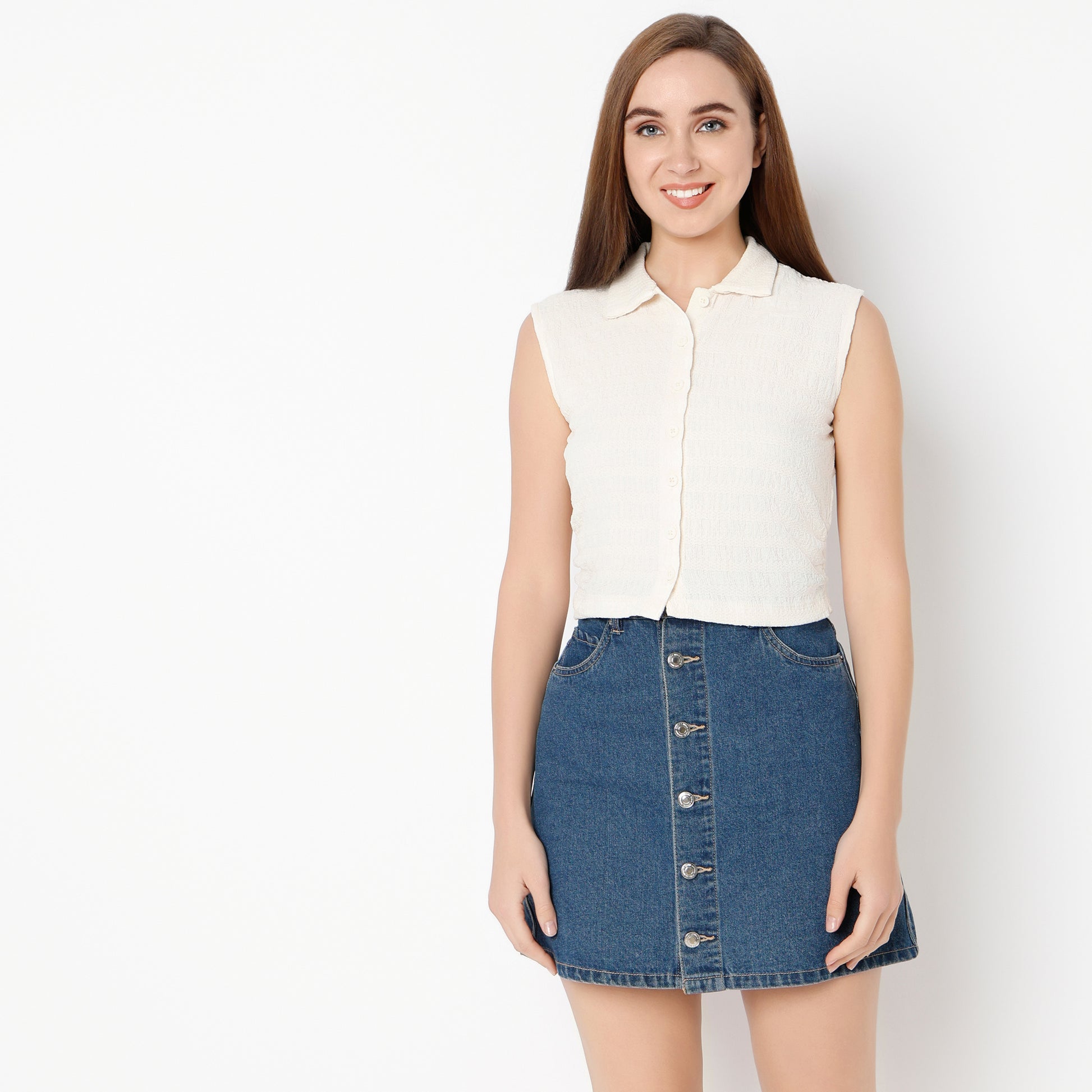 Slim Fit Solid Shirt Collar Shirt