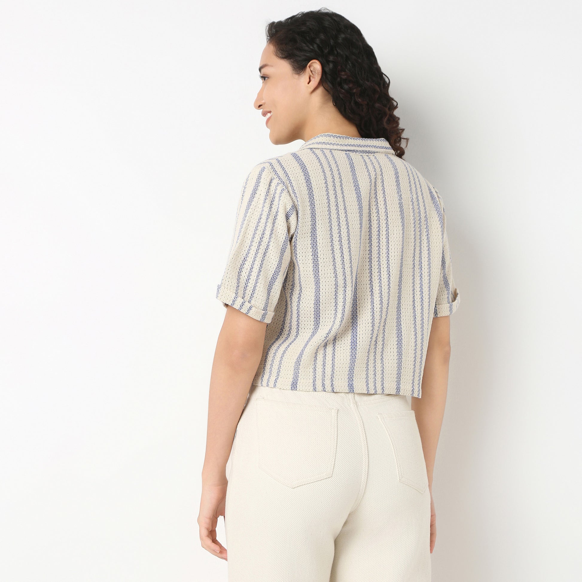 Betty Shirt With Lapel Collar And Stripe Print