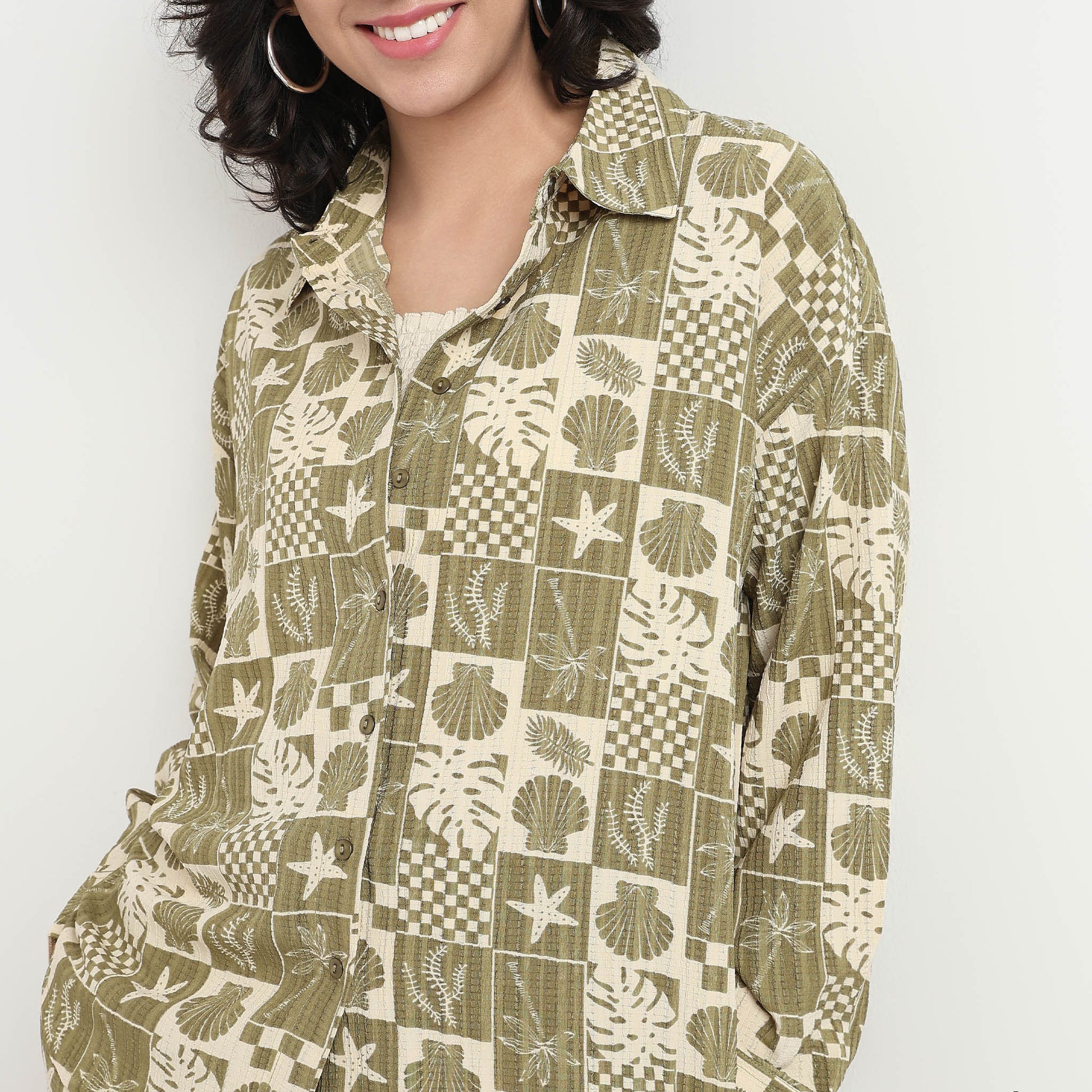 Order Now Women Tropical Shirt Collar Oversize Western Wear Shirt by Style Union