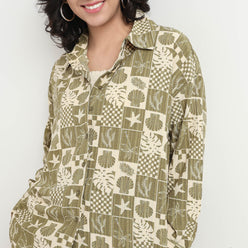 Order Now Women Tropical Shirt Collar Oversize Western Wear Shirt by Style Union