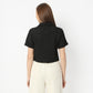 Regular Fit Solid Lapel Collar Cropped Shirt