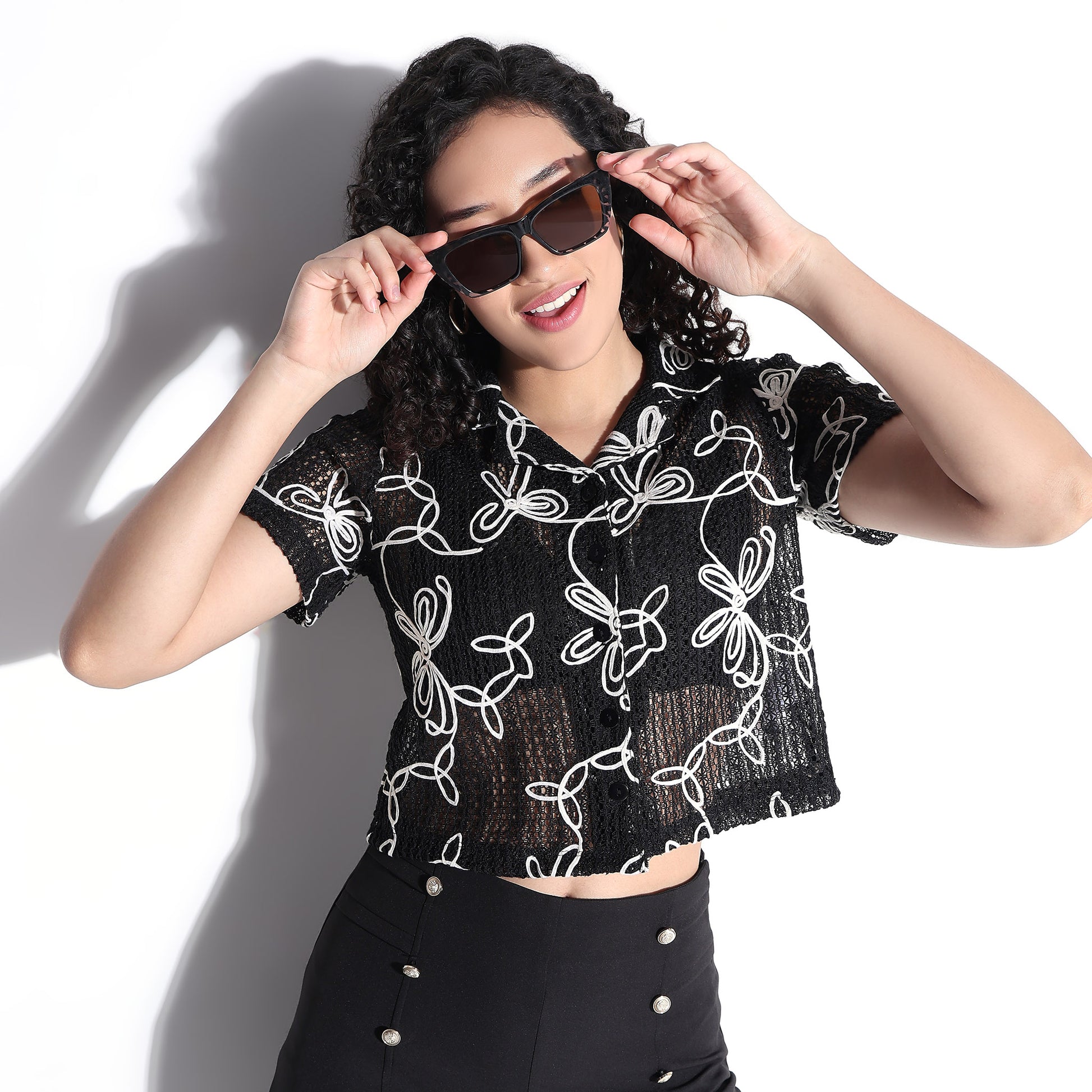 Buy Women Boxy Fit Floral Short Sleeve Shirt  - Style Union