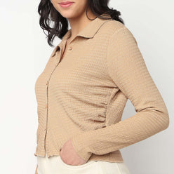 Slim Fit Structured Cropped Shirt