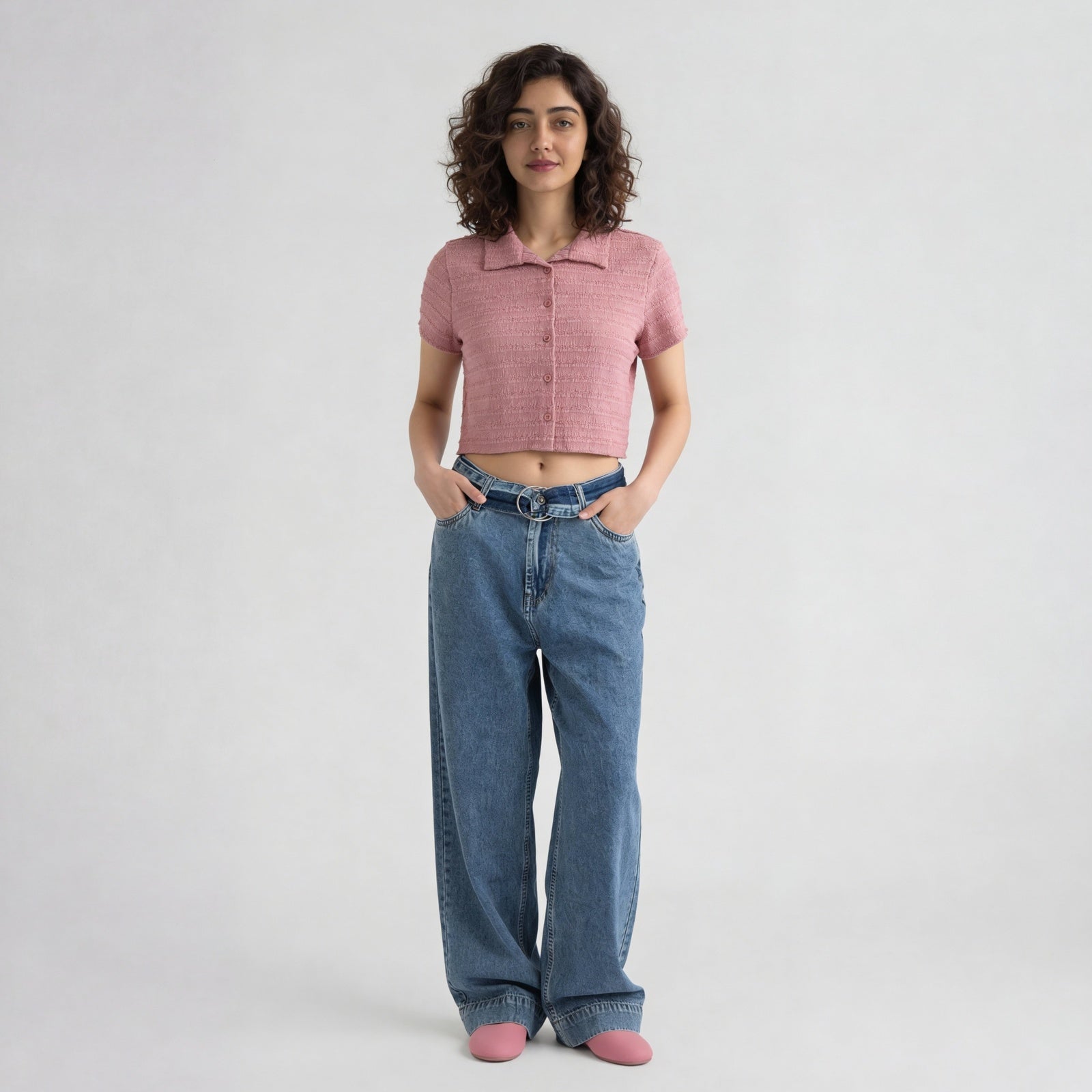 Smocked Cropped Shirt