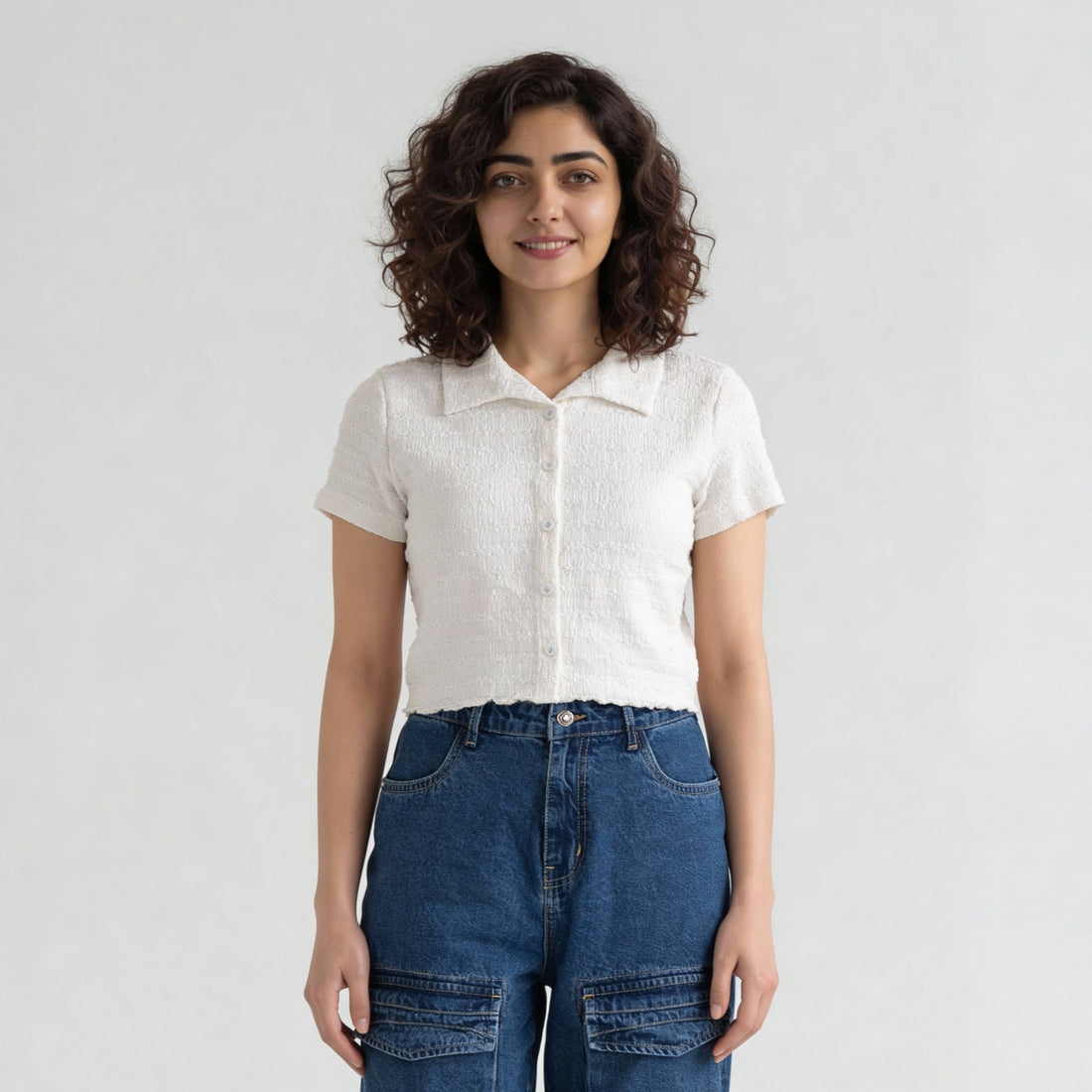 Smocked Cropped Shirt