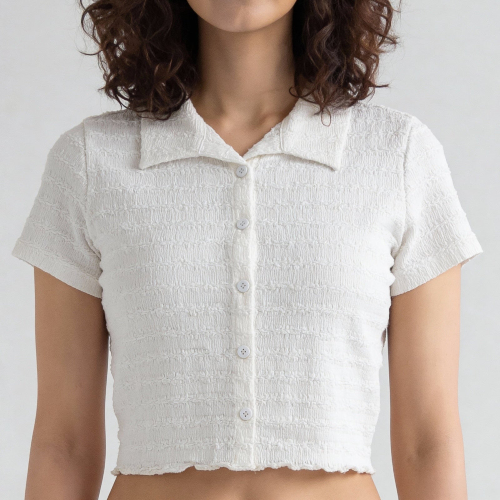 Smocked Cropped Shirt
