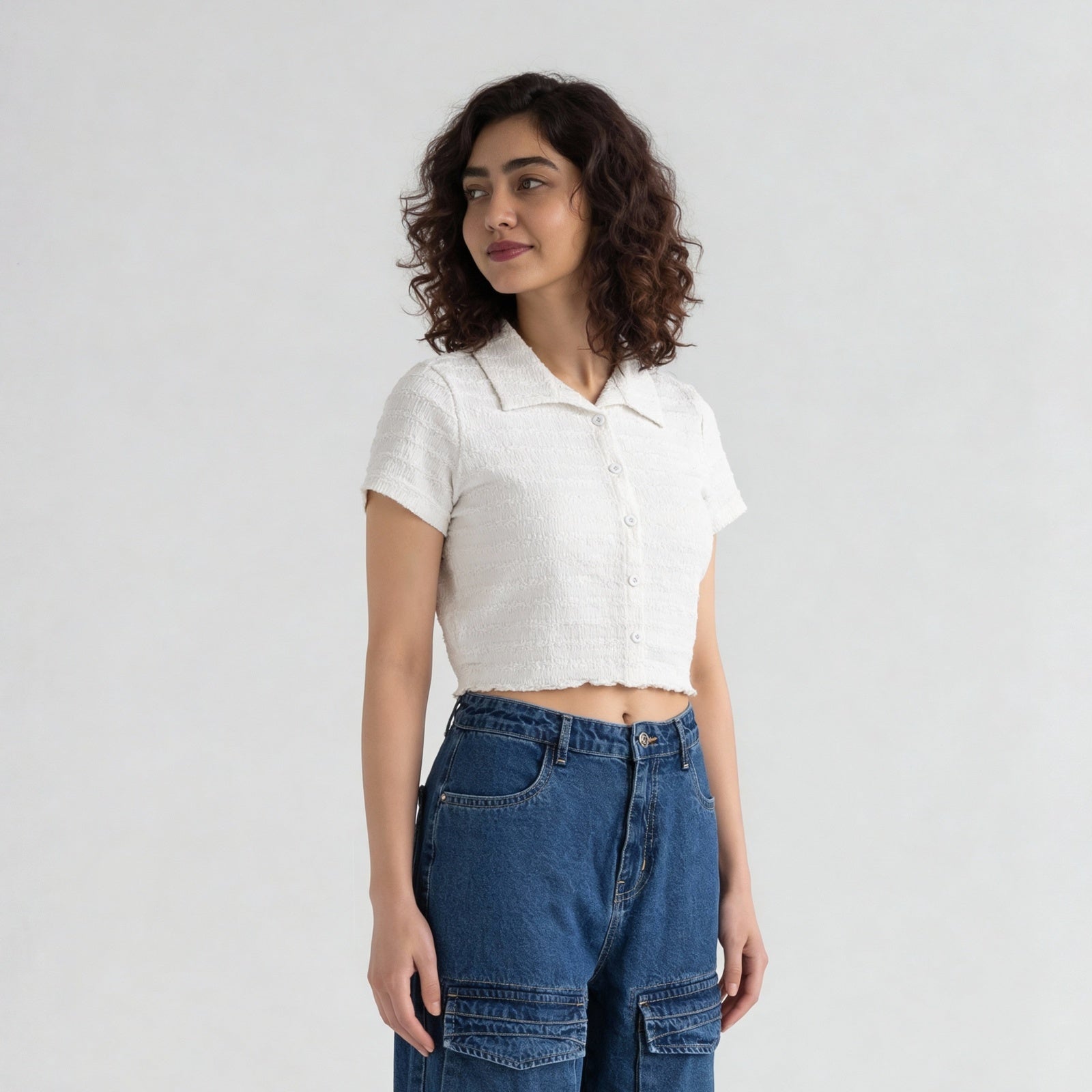 Smocked Cropped Shirt