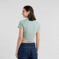 Knitted Solid Crop Shirt
