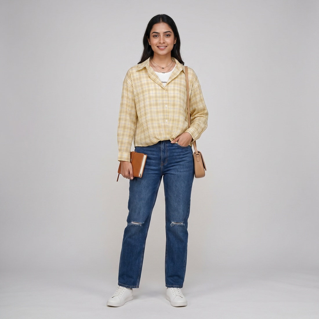 Cotton Checkered Oversize Shirt