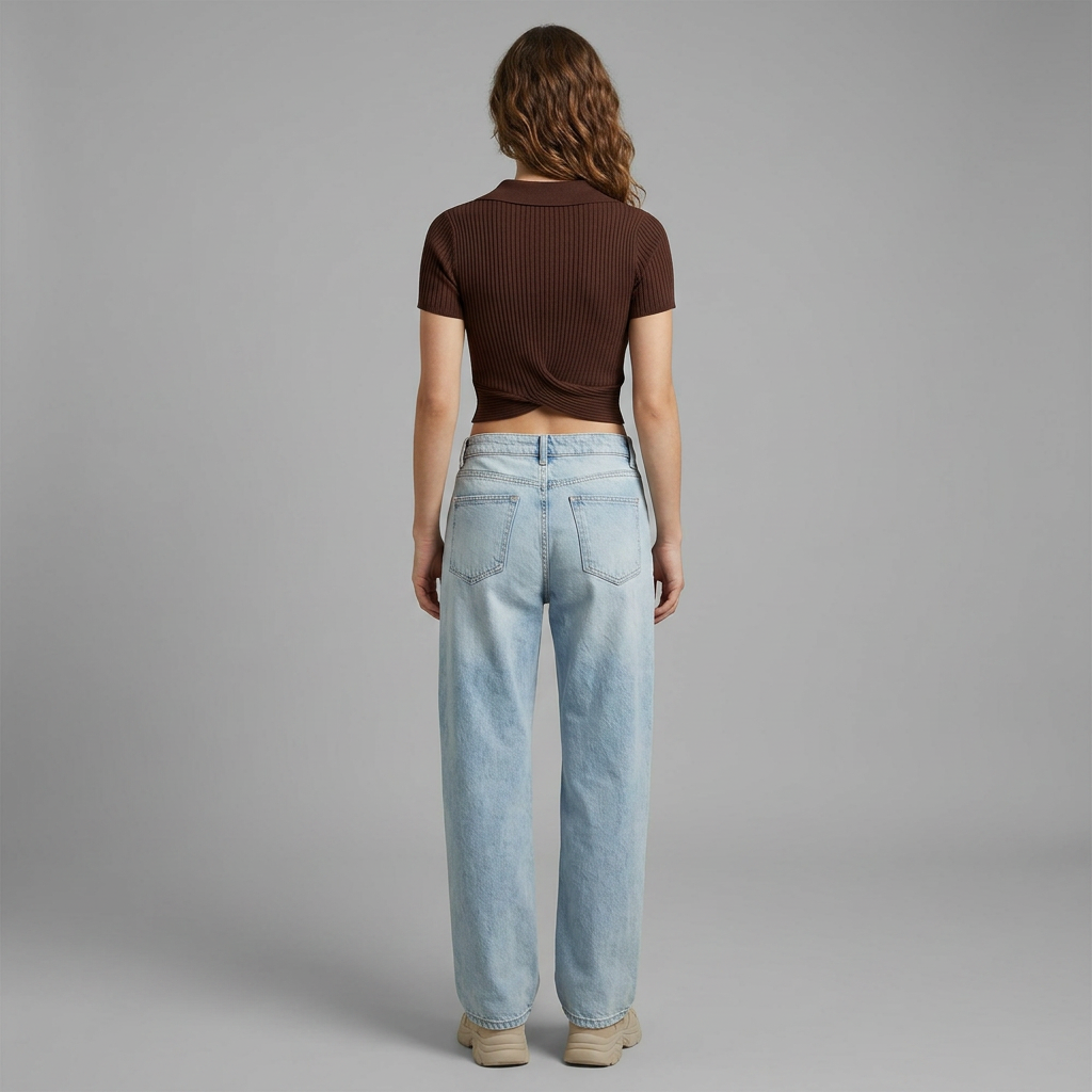 Solid Shirt Collar Slim Shirt
