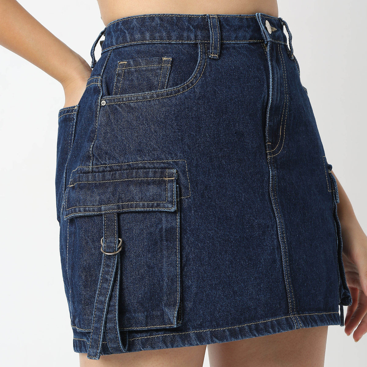 Short Length High Rise Denim Skirts