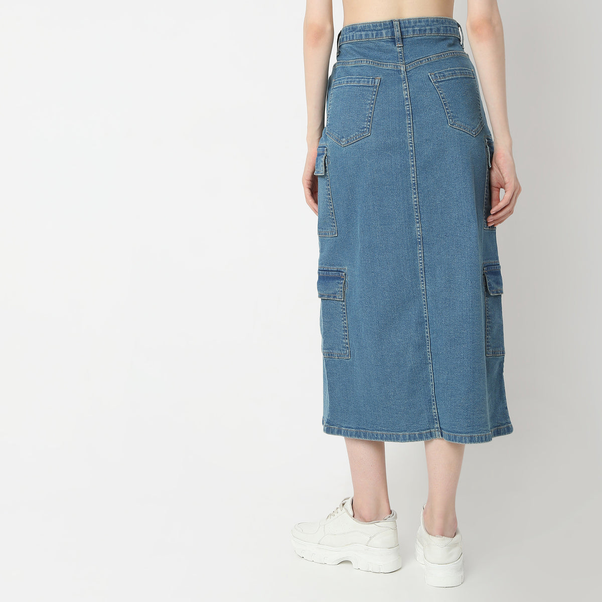 Full Length High Rise Denim Skirts