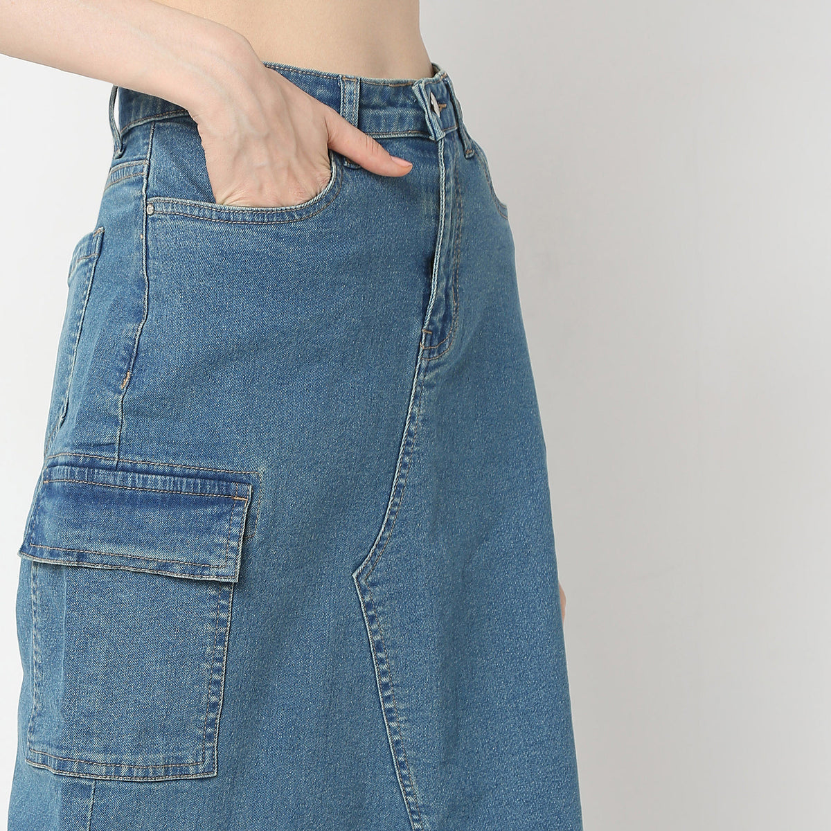 Full Length High Rise Denim Skirts