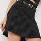 Mid Flare Striped Above Knee Length Betty High Rise Pleated Skirt
