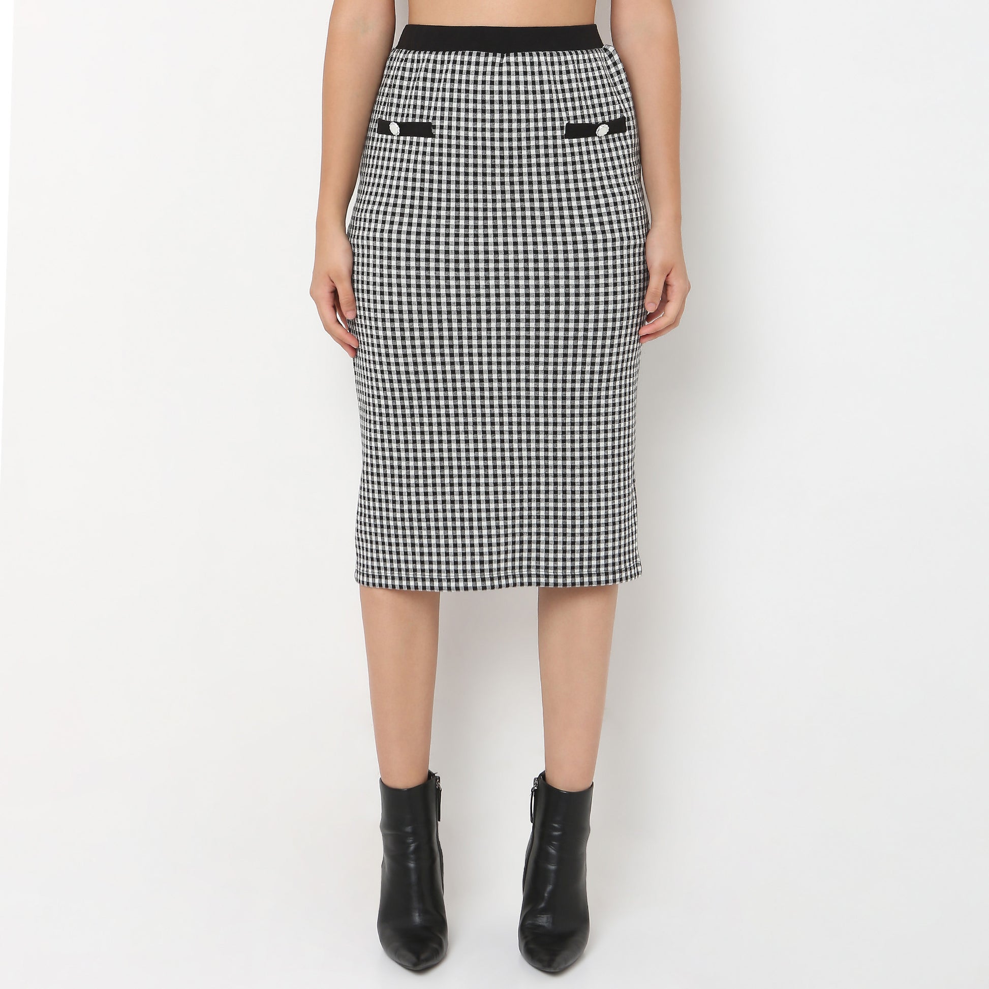 Slim Fit Skirt With Checkered Print