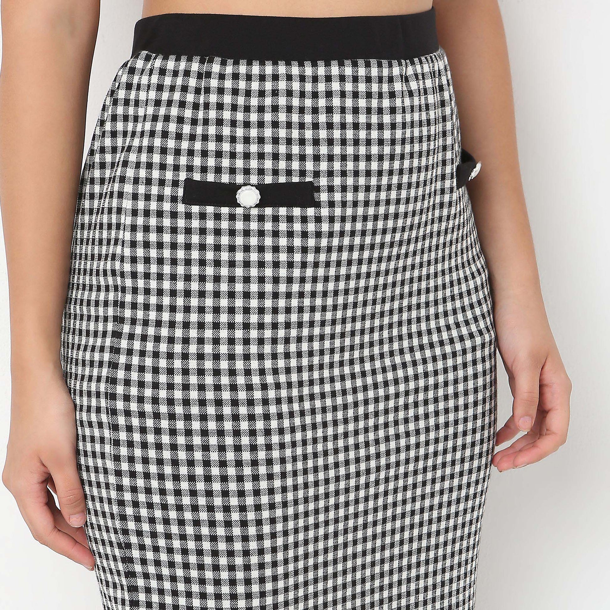 Slim Fit Skirt With Checkered Print
