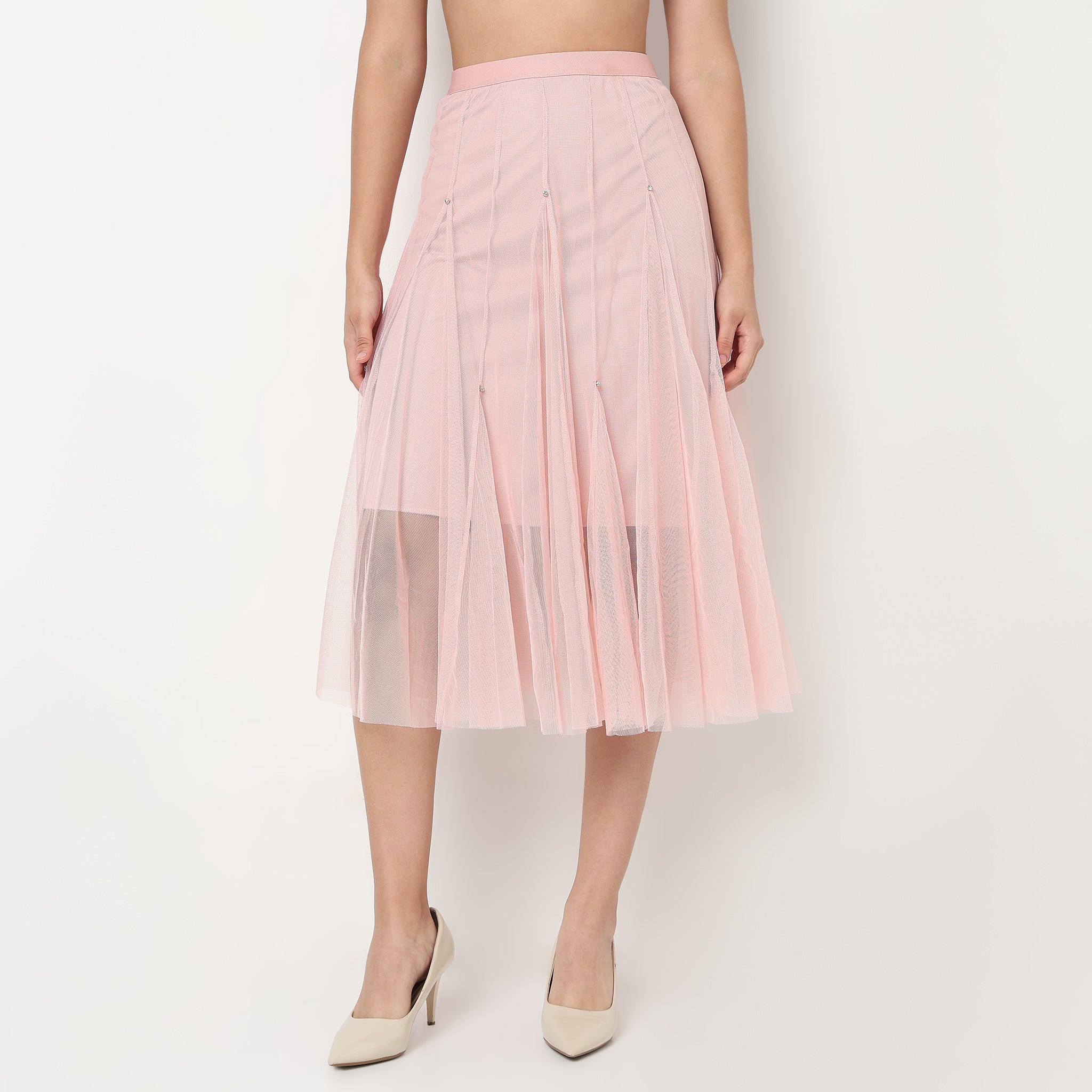 Buy Women Flare Fit Solid Knee Length High Rise Skirt  - Style Union