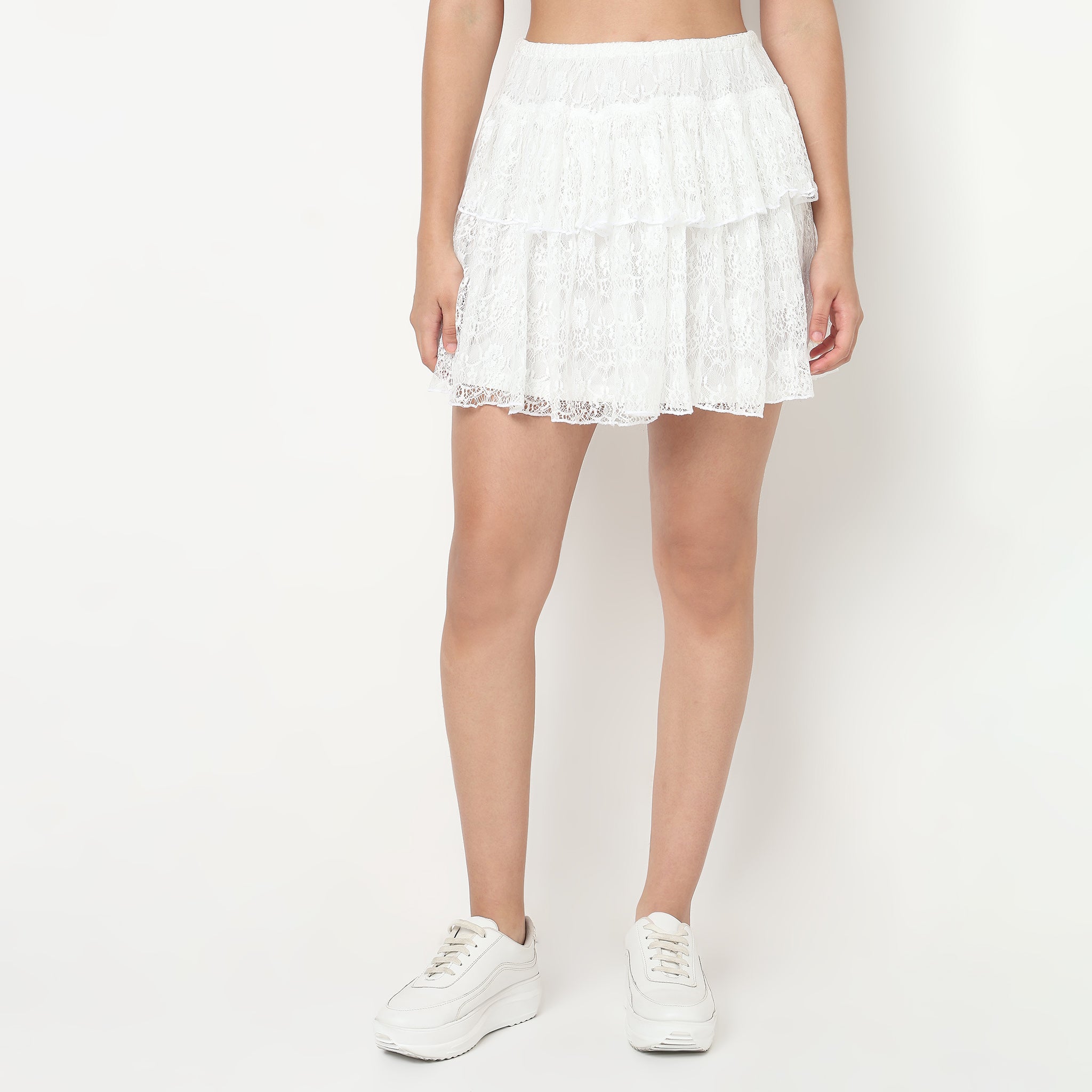 Buy Women Flare Fit Lace Short Length High Rise Skirt  - Style Union