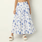 Flare Fit Tropical Print Ankle Length High Rise Skirt