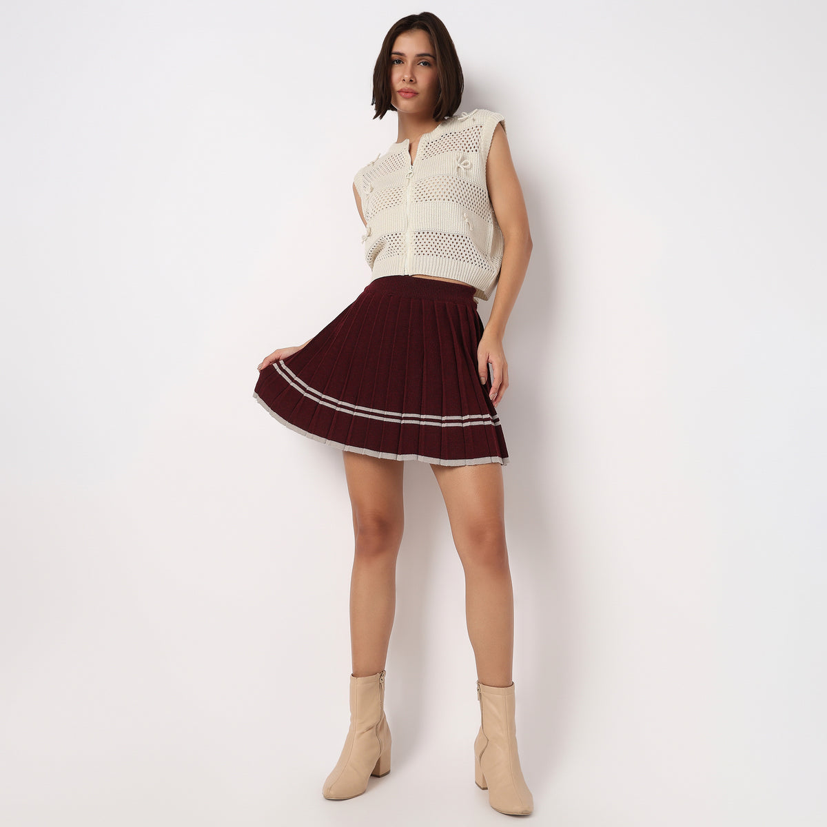 Flare Flat Knit Skirt