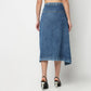 Long Wrap Denim Midi Skirt