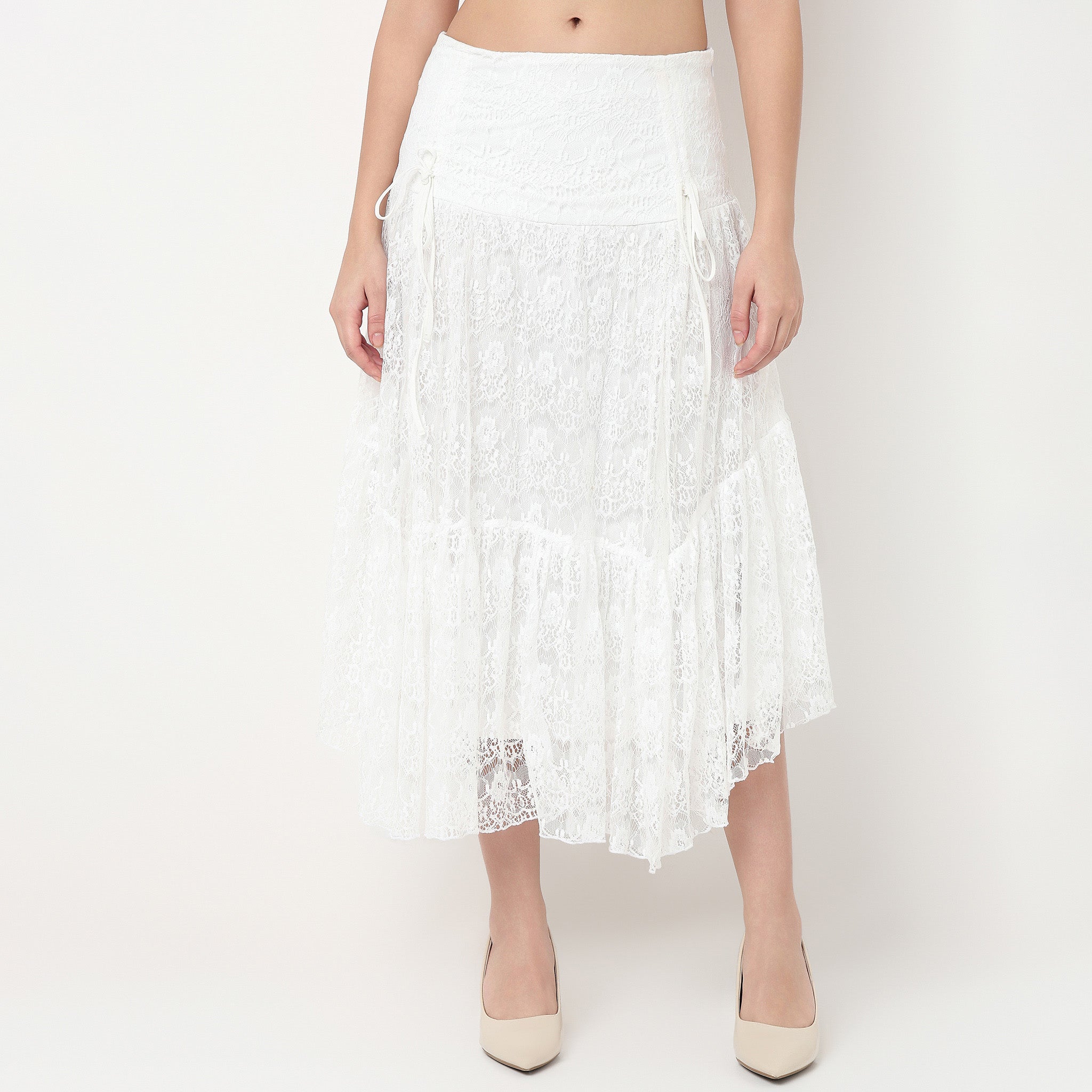 Order Now Women Lace Relaxed Flare Fit High Rise Western Wear Skirt by Style Union